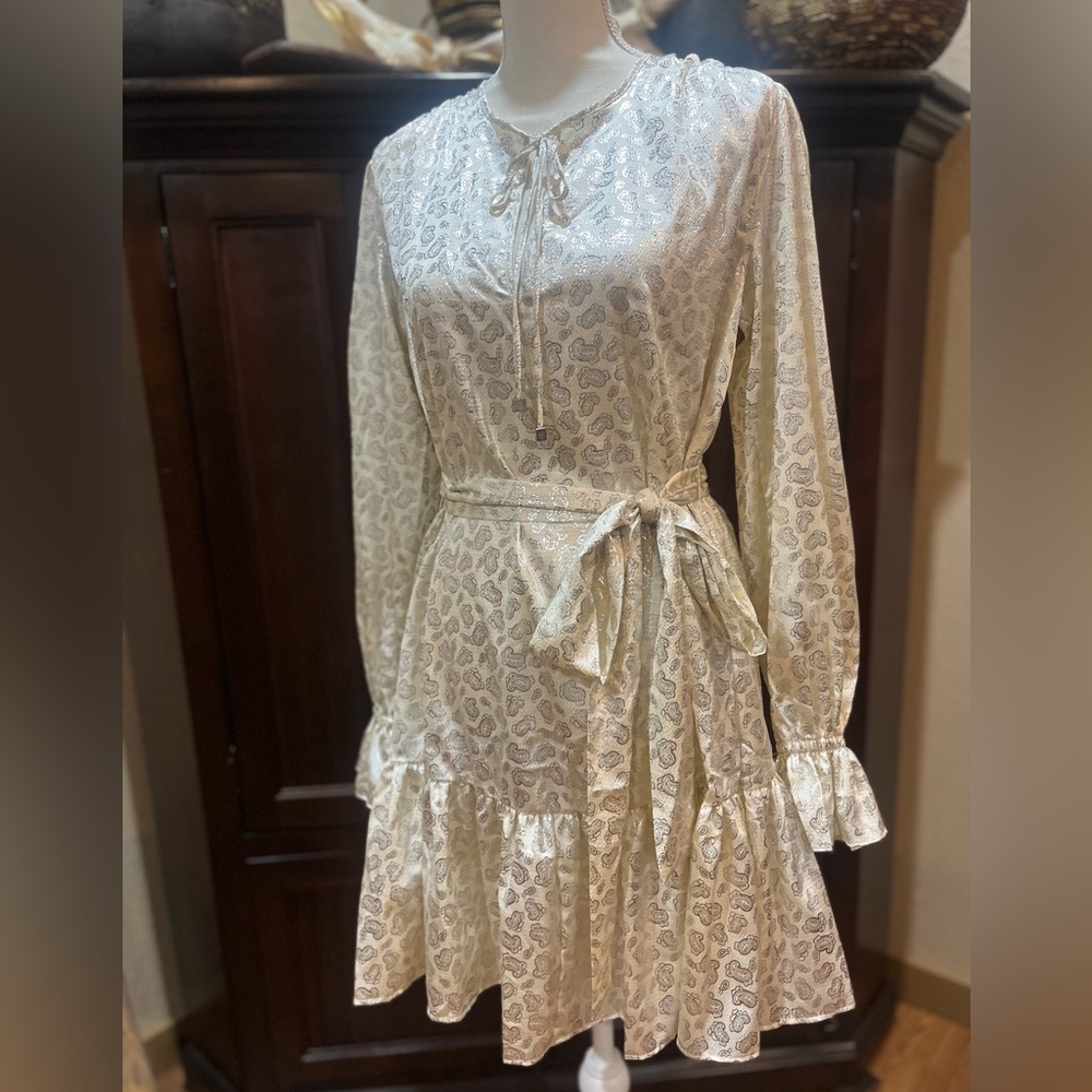 MICHAEL Michael Kors Foil Paisley Tiered Satin Dress